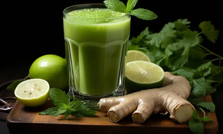 Suco Detox de Couve Limão e Gengibre