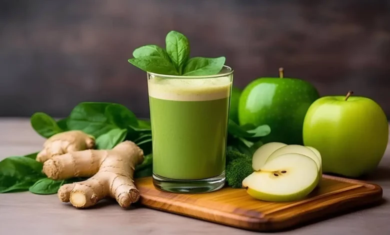 Suco Verde com Espinafre Gengibre e Maçã